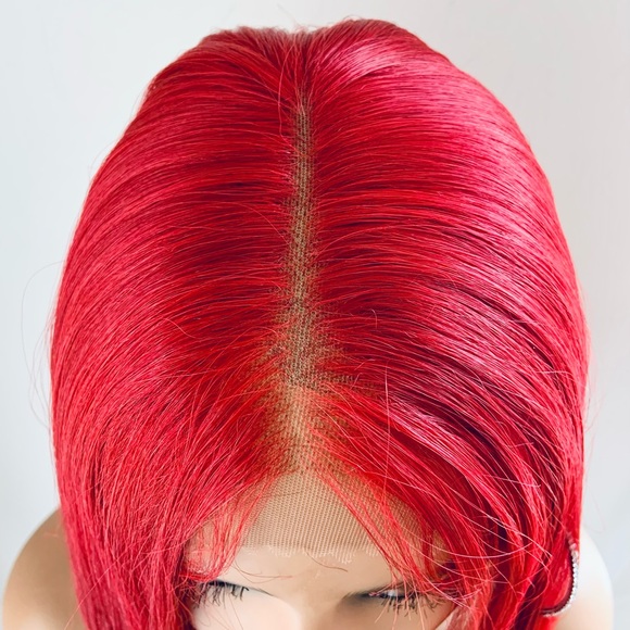 26” Red Long & Straight Lace Front Synthetic Wig - Picture 5 of 12